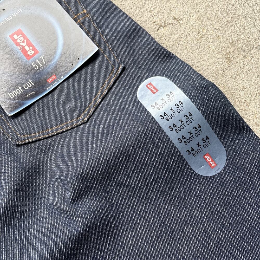 VINTAGE 90s Levis 517 Jeans Mens 34x34 Blue Denim Bootcut RAW Deadstock NOS USA - Picture 6 of 16
